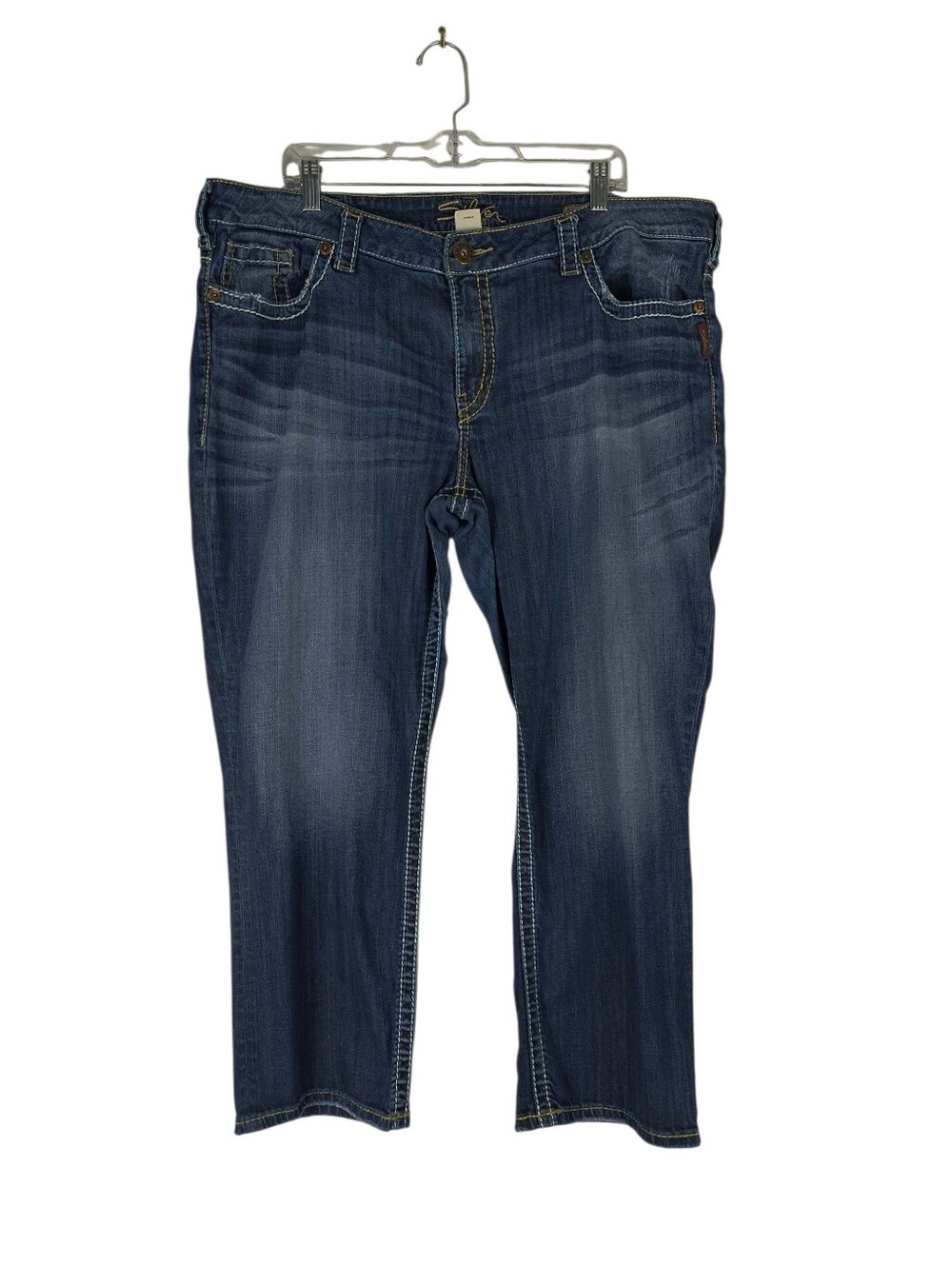 Silver Jeans Santorini Capri Women's 22 Blue Denim  Stretch 5 Pockets Plus Size